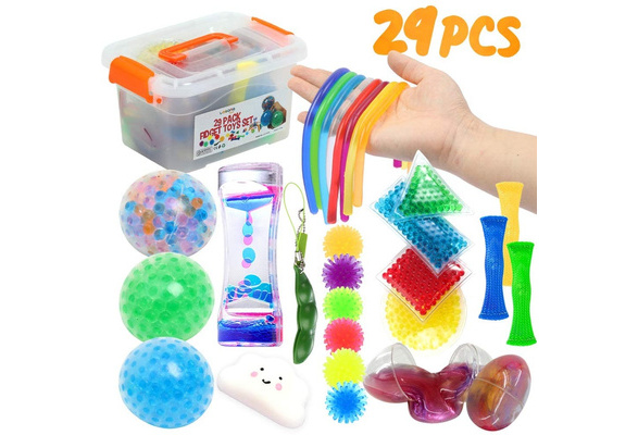 Fidget Toys Set 29pack Sensory Relieves Stress Anxiety Squeeze Toy For Kids Teens And Adults Adhd Add Autism Fun Fidgeting Game For Classroom And Office With Slime Eggs Liquid Timer Marble