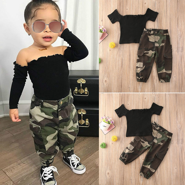 2PCS Kid Baby Boy Camouflage Short Sleeve T-shirt Top Short Pant Outfits Clothes 
