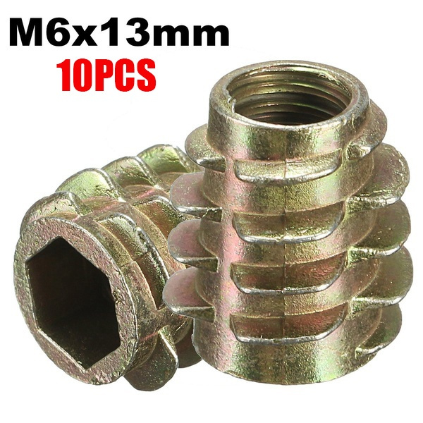 Size M4 M5 M6 M8 M10 Hex Nuts Drive Screw In Threaded Insert For Wood Type E 