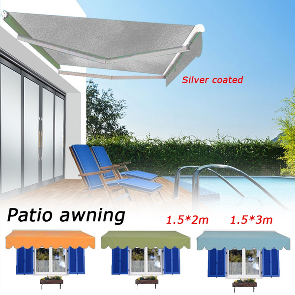 PatioDIY Manual Awning Canopy Outdoor Patio Garden Sun Shade Retractable Shelter