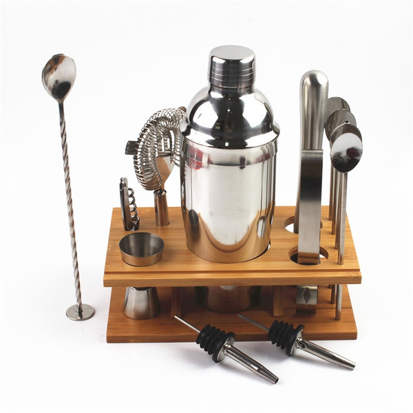 7-Piece Cocktail Shaker Set, 24oz Shaker Strainer Muddler Jigger Mixing Spoon Pourers Bartender Kit Bar Accessories Stainless Steel Bar Set