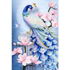 diamondmosaic, Decor, Flowers, peacock