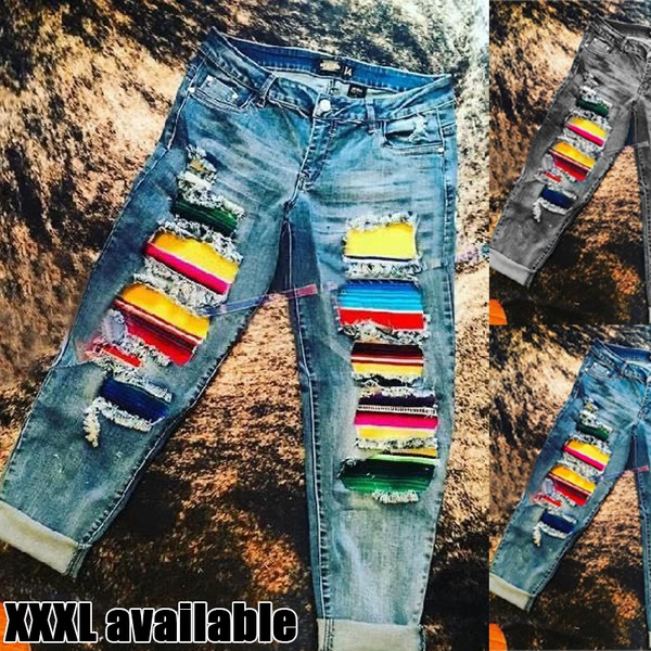 Colorful on sale ripped jeans