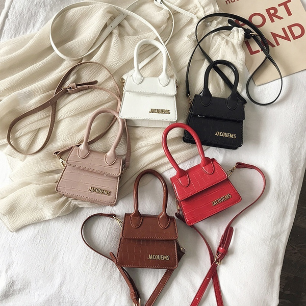 JACQUEMUS Mini Square Handbag Fashion Quality PU Leather Women's