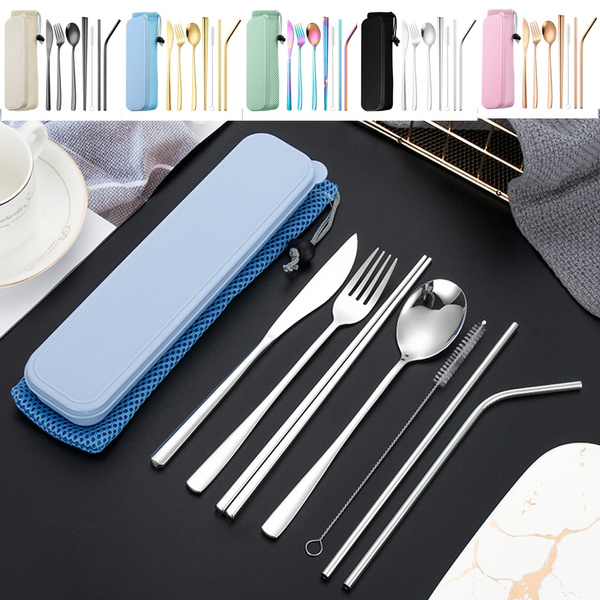 Silver Travel Utensil Set with Case