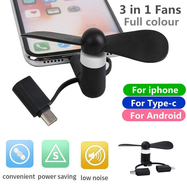 3 IN 1 Portable Mini Cell Phone Cooler Fan for iPhone Android Type Micro Mobile USB Mini Fan Cellphone Cooling Fans Wish