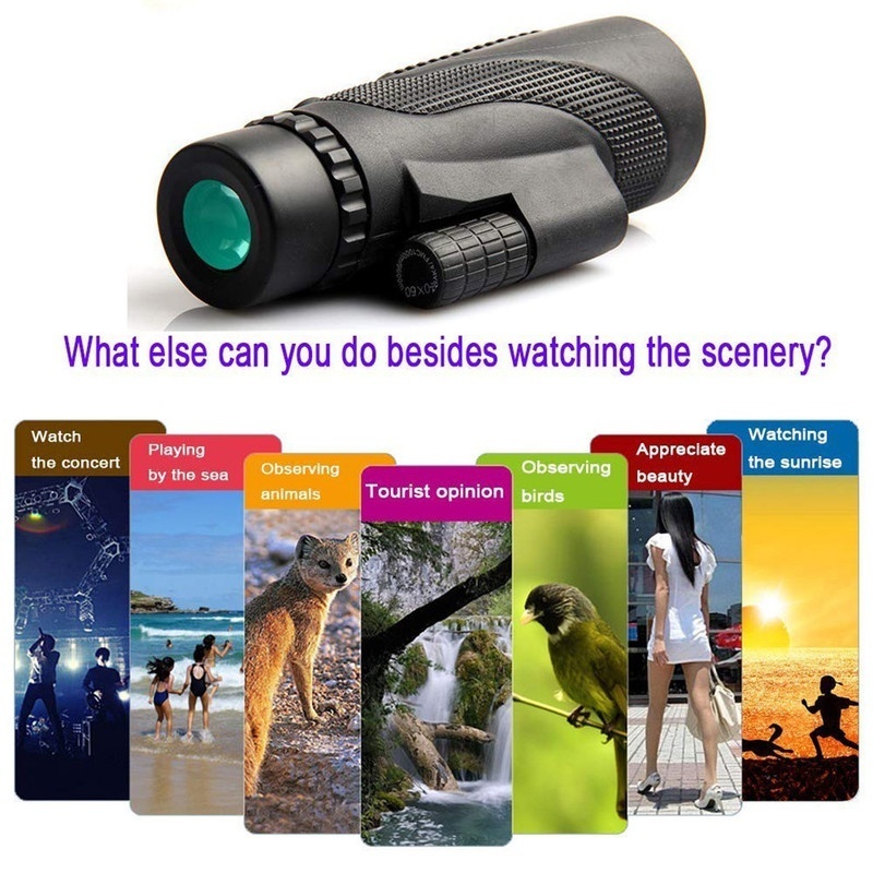 40x60 HD Portable Monocular Telescope High Powered Waterproof Night Vision Hiking Travel Zoom Telescope