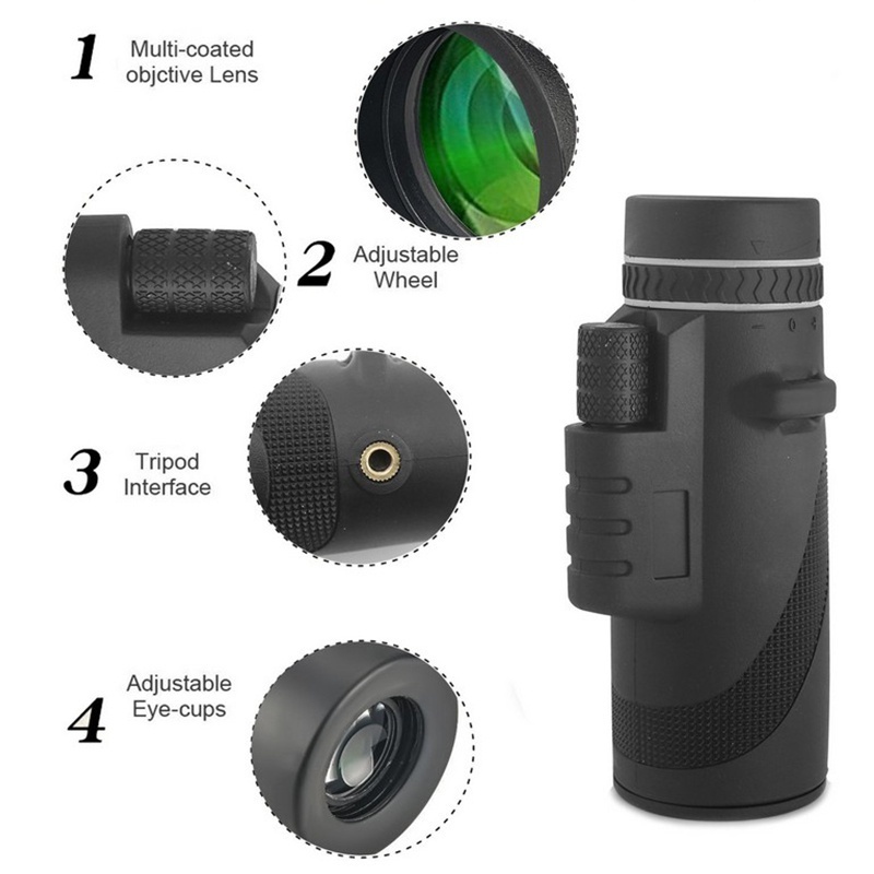 40x60 HD Portable Monocular Telescope High Powered Waterproof Night Vision Hiking Travel Zoom Telescope