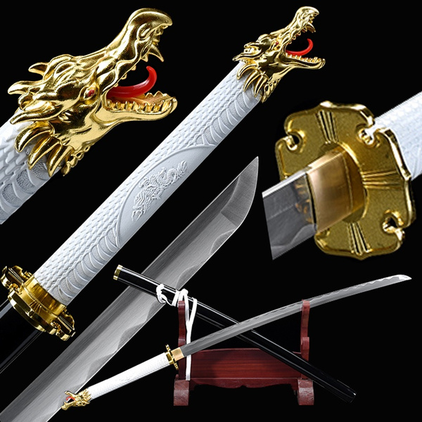 Hecha a mano espada samurai de Japón astilla dragón Batalla Ready T1095 Katana Hoja de acero 