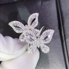 Sterling, butterfly, DIAMOND, wedding ring