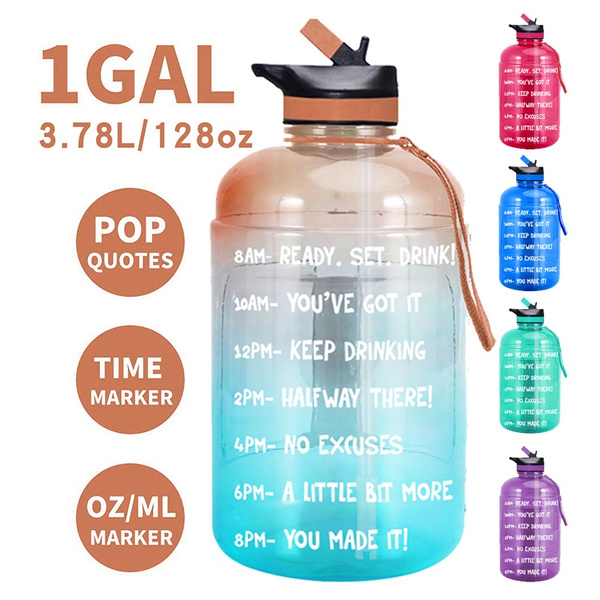 Botella De Agua Motivacional De 1 Galón  128 Oz Con Time M 
