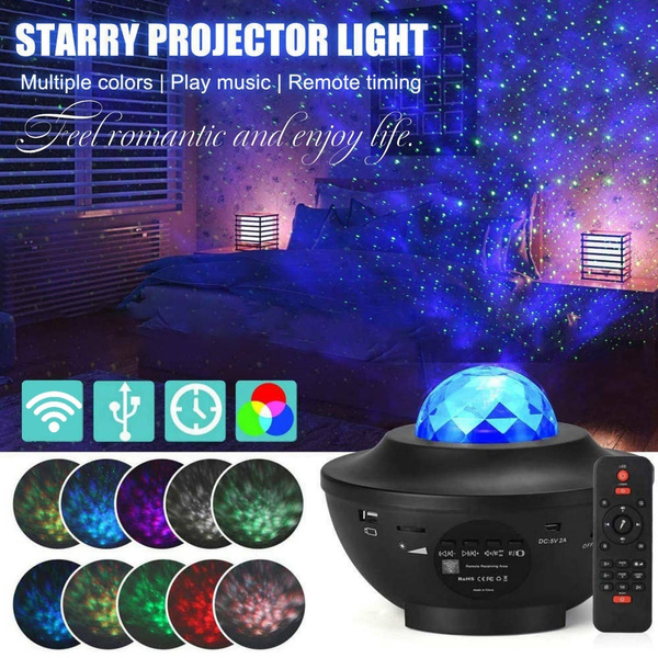 LED Galaxy Starry Sky Night Light Projector Ocean Star Party Speaker Lamp Remote