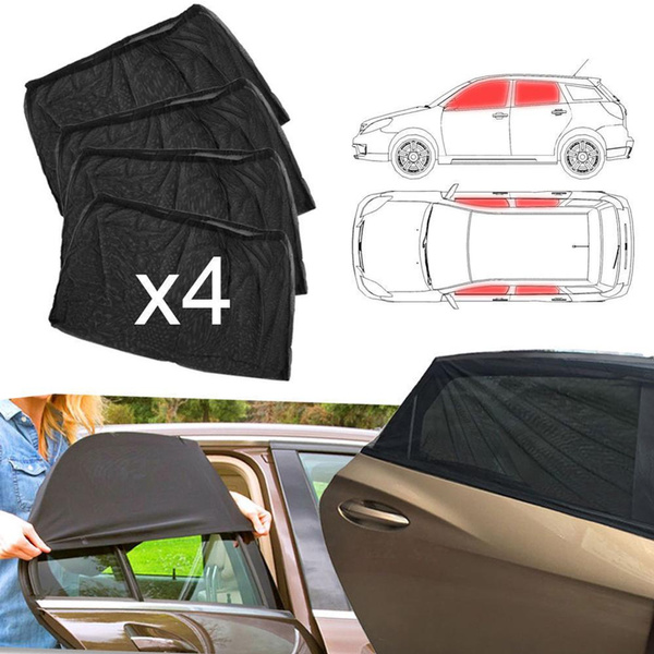 2/4PCS Universal Car Front & Rear Side Window Mesh Cover Sunshade ...