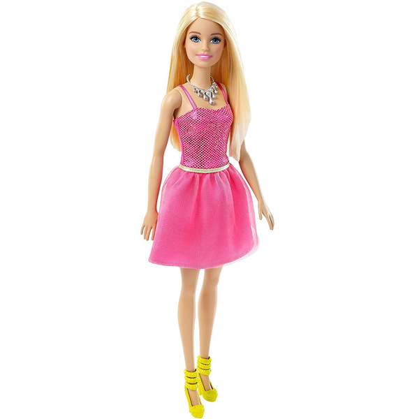 Boneca Barbie Fashion Glitter Loira com Vestido Rosa T7580