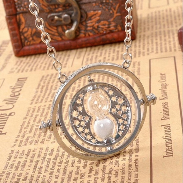 Harry Potter Time Turner Hermione Granger Spin Hourglass Golden Pendant Necklace