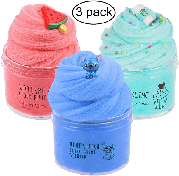 JXSLED 3 Pack Cloud Slime Kit with Stitch Slime, Coffee Slime and  Watermelon Slime, Super Soft and Non-Sticky, Birthday Gifts for Kids Girls  Boys
