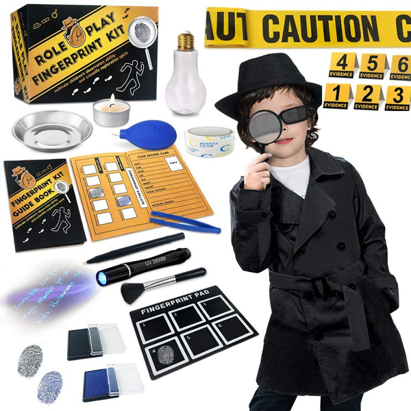 UNGLINGA Spy Kit for Kids Detective Outfit Fingerprint Investigation Role  Play Dress Up Educational Science STEM Toys Costume Secret Agent Finger  Print Identification Set Boys Girls Birthday Gifts