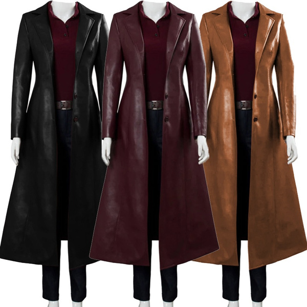 womens long leather winter coats