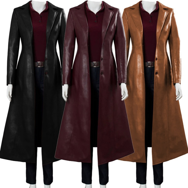 LEXUPA Mens Jackets Coat Overcoat Outerwear Fashion Gothic Long Coat Leather Coat Faux Leather Jacket Jackets S-5XL 