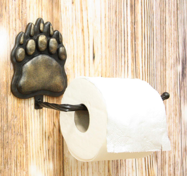 Ebros Gift Rustic Black Bear Paw With Dangling Branch Metal Toilet Paper Holder Figurine 10 25 L Powder Room Bathroom Wall Decor Plaque For Cabin Hunting Lodge Animal Bears Tracks Accent Wish