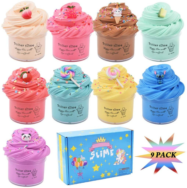 WUHUANIU Slime Kit with 3 Pack Butter/Candy/Latte Slime and Blue Stitch  Slime,Scented Slime for Girls and Boys,Super Soft and Non Sticky DIY  Surprise