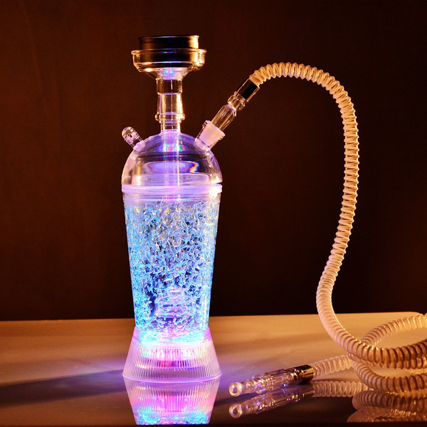 New Acrylic Shisha Pipe Set Hookah with LED Light Chicha Narguile  Accessories