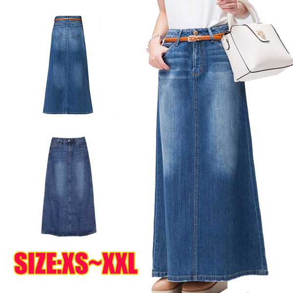 Denim skirt women's s design sense long skirt high waist thin slit a-line  skirt, Jeans Skirt, डेनिम स्कर्ट्स - Miss Merylin, Imphal | ID:  2852677784697