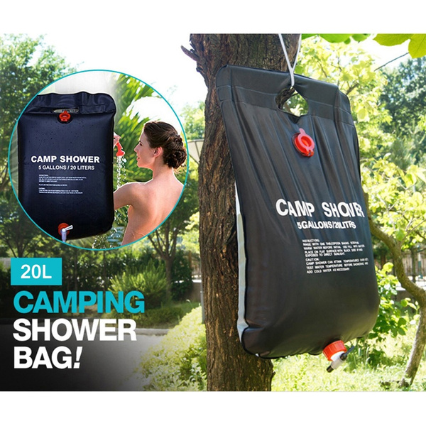 20L Portable Solar Camping Shower Bag Outdoor Hiking Heating Bath Water Bag 