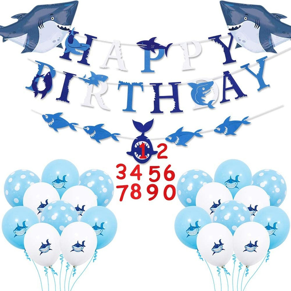 UTOPP Shark Birthday Party Decorations, Shark Happy Birthday Banner Under  the Sea Ocean Theme Color Shark Balloons Large Shark Mylar Balloons for  Kids 1st 2nd 3rd 4th 5th 6th 10th Birthday Supplies
