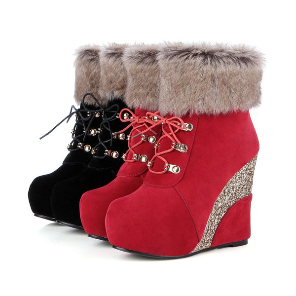 New Sexy Winter Boots Wedges Shoes Ankle Boots Women Warm Boots