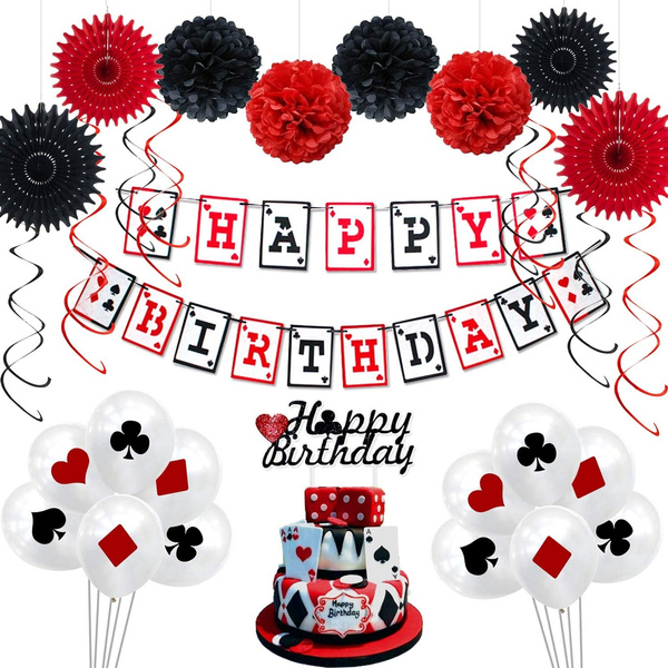 Casino Theme Party Decorations, Casino Birthday Party Decorations Supplies, Las Vegas Party Decorations, Poker Happy Birthday Banner, Casino Letter