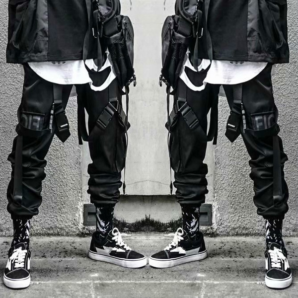 Fashion Men Cargo Pants Multi Pocket Buckle Cargo Joggers Solid Color Man  Pants Casual Long Pants