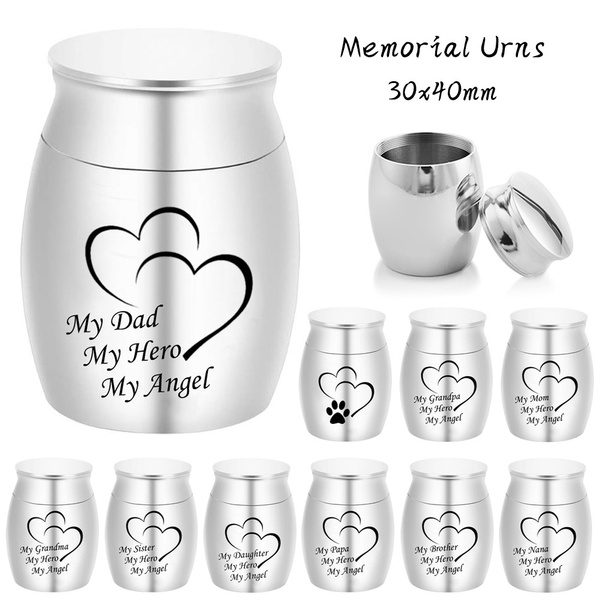 Small Mini Heart Cremation Urns for Ashes Stainless Steel Funeral Urne-Alloy-Black Mom My Angel and Hero 