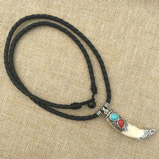 wolftoothpendant, Chain Necklace, Jewelry, leather