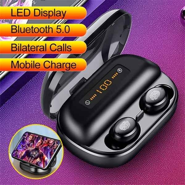 V11 TWS Wireless Earphones 4000mAh Bluetooth 5.0 IPX7 Waterproof LED Screen Earbuds with Charging Case