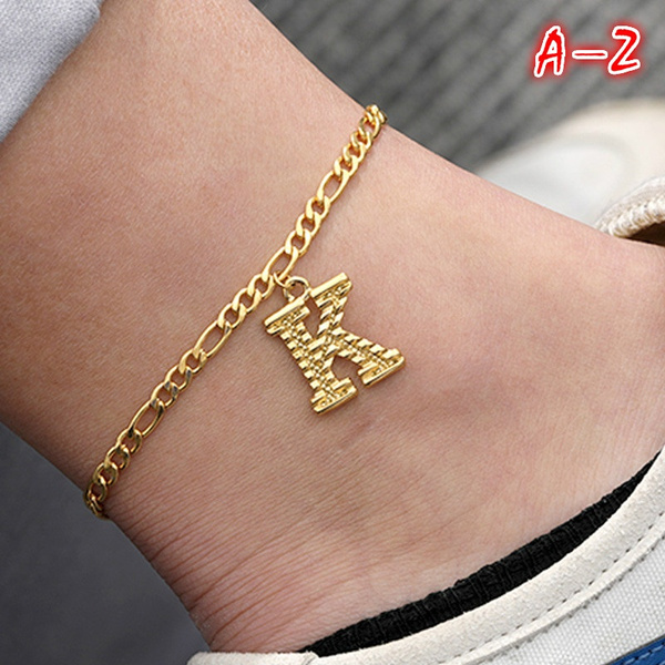 A-z Initial Letter Bracelet For Women Girls Gold Color Stainless