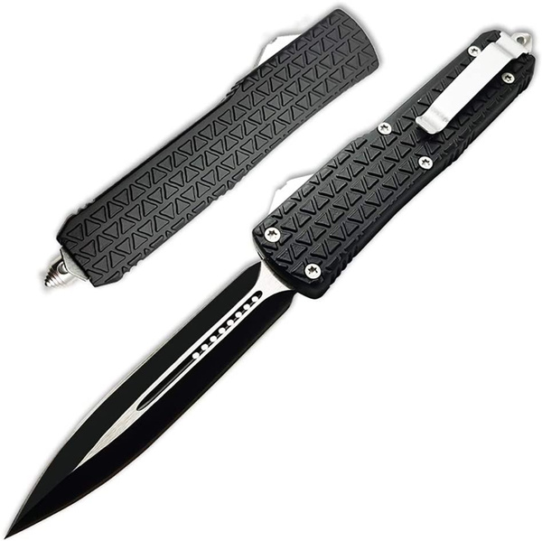 Double Action Knives Pocket Folding Knife Black Outdoor Hunting Knife Multifunctional Camping Dual Edge Blade Wish