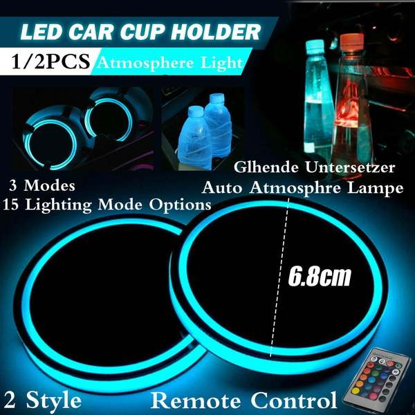 LED-Untersetzer, LED-Getränkehalter Beleuchtet 2er-Pack LED-Untersetzer für  das Auto mit 7 Farben, Leuchtendem Becherpad, USB-Aufladung, Bechermatte