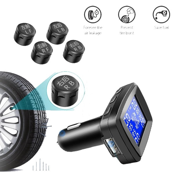 cigarette lighter tpms Cigarette Lighter Plug TPMS LCD Screen USB Charging Tire Pressure  Monitoring System With Type Pressure Sensors