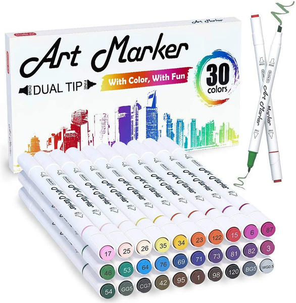 12 Dual Tip Alcohol Based Art Tone Markerss Set For Adults And