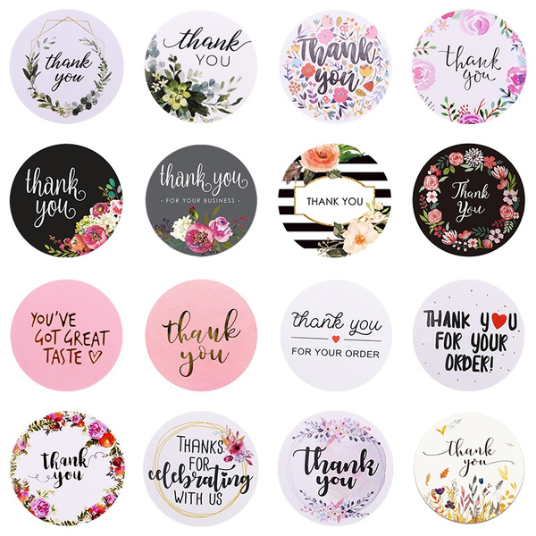 C 500pcs/roll Thank You Stickers Seal Labels Handmade Custom Sticker Scrapbooking for Gift Decoration Stationery Sticker
