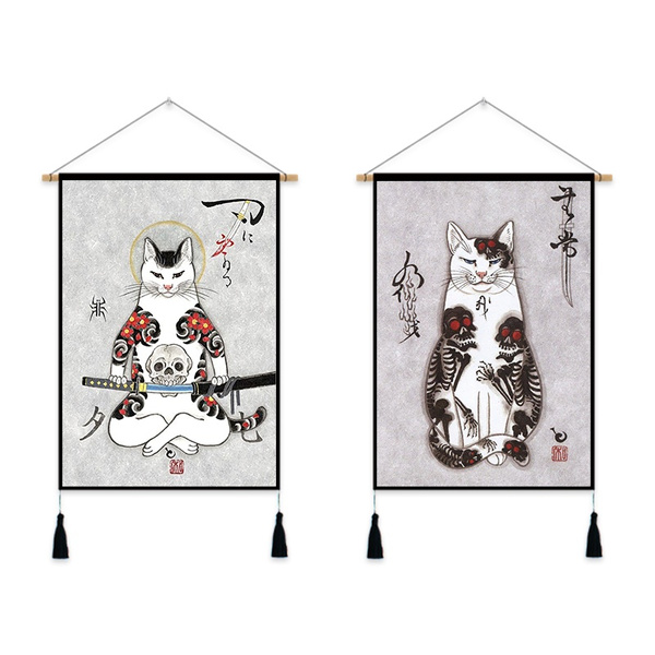 Japanese Ukiyoe Cat Wall Hanging Printed Tapestry Art Scrolls Home Decor Wish - Hanging Scrolls Home Decor Japanese Ukiyoe Cat Wall Hanging Printed Tapestry Art Scrolls Home Decor Wish - Hanging Scrolls Home Decor