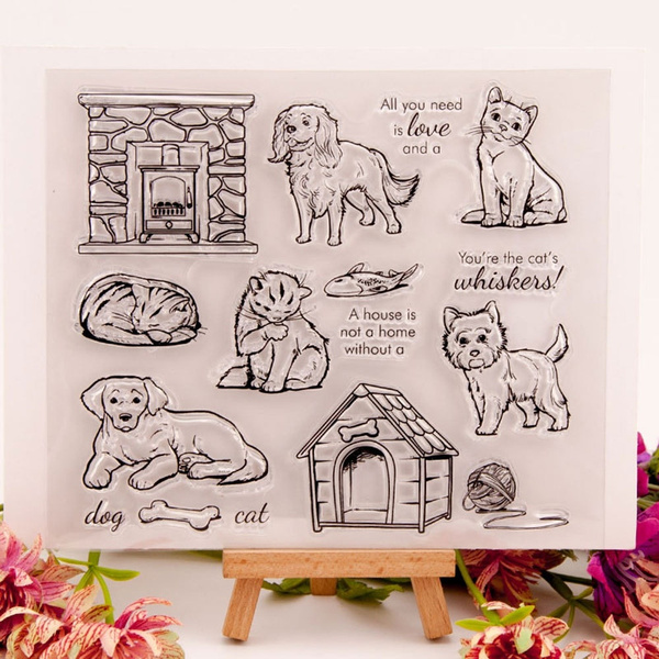 Cat Clear Stamps for Card Making Decoration DIY Scrapbooking Animal  Transpare
