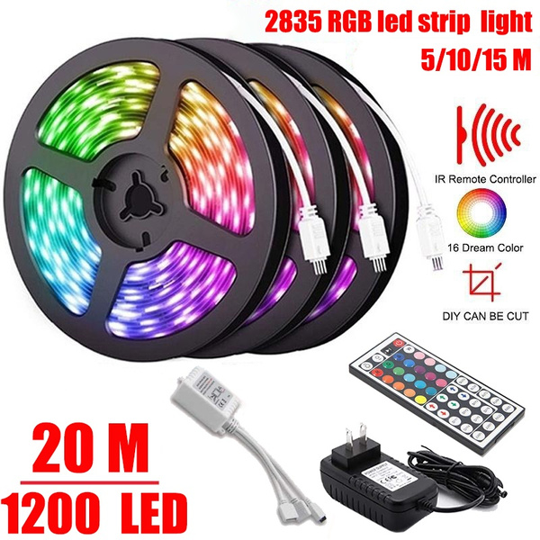 12V LED Light Strip 5M/10M/15/20M 16.4ft/32.8ft/49.2ft/65.61ft RGB LED Tape Lights RGB Rope Lights 16 Milions Colors Flexible Changing LED Strip with Remote for TV Bedroom Party Home Lighting Kitchen Bar