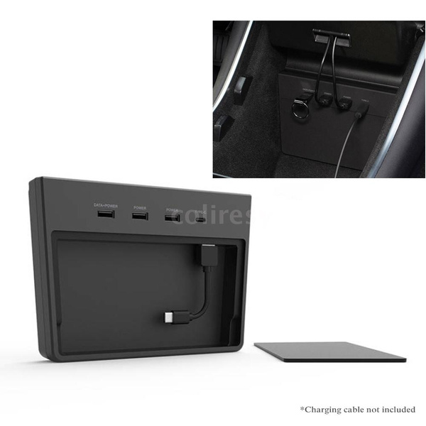 Shkalacar Multi USB Hub 6-in-1 Für Tesla Model 3 – Versteckter Stauraum Mit Lade- & Anschlussfunktion