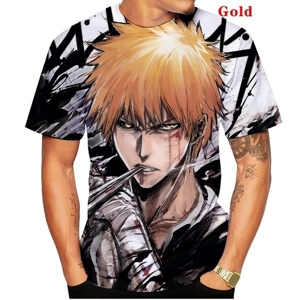 New 3D Anime Bleach Kurosaki ichigo Tshirt Fashion Creative Mens  Shortsleeved Casual T Shirt  Wish