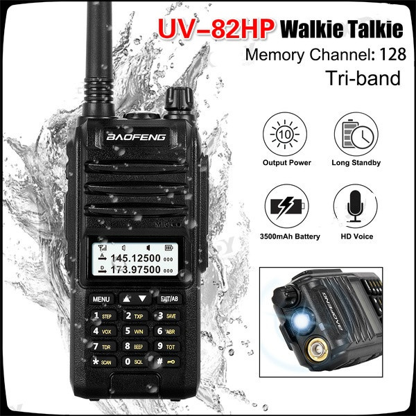 BaoFeng UV-82HP High Power Dual Band Radio: 136-174mhz (VHF) 400-520mhz (UHF)  Amateur (Ham) Portable Two-Way For Hunting Wish