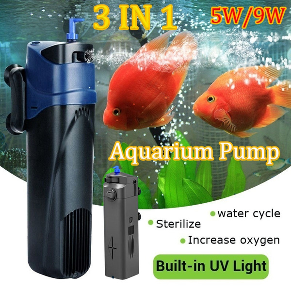 3 in 1 UV Sterilizer 5W Submersible Oxygen Pump Filter Water Cycle Aquarium Fish 
