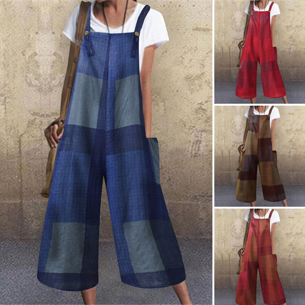 checked dungarees womens