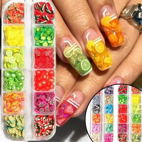 DIY Nail Jewelry 3D Nail Art Decorations Manicure Accessories Fruit Nail  Flakes | eBay